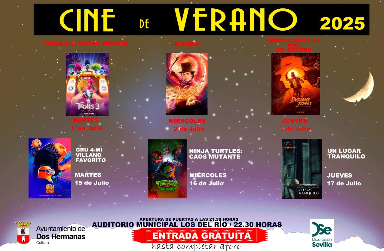 cartelón CINE DE VERANO 2025