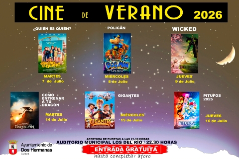 cartelón CINE DE VERANO 2026