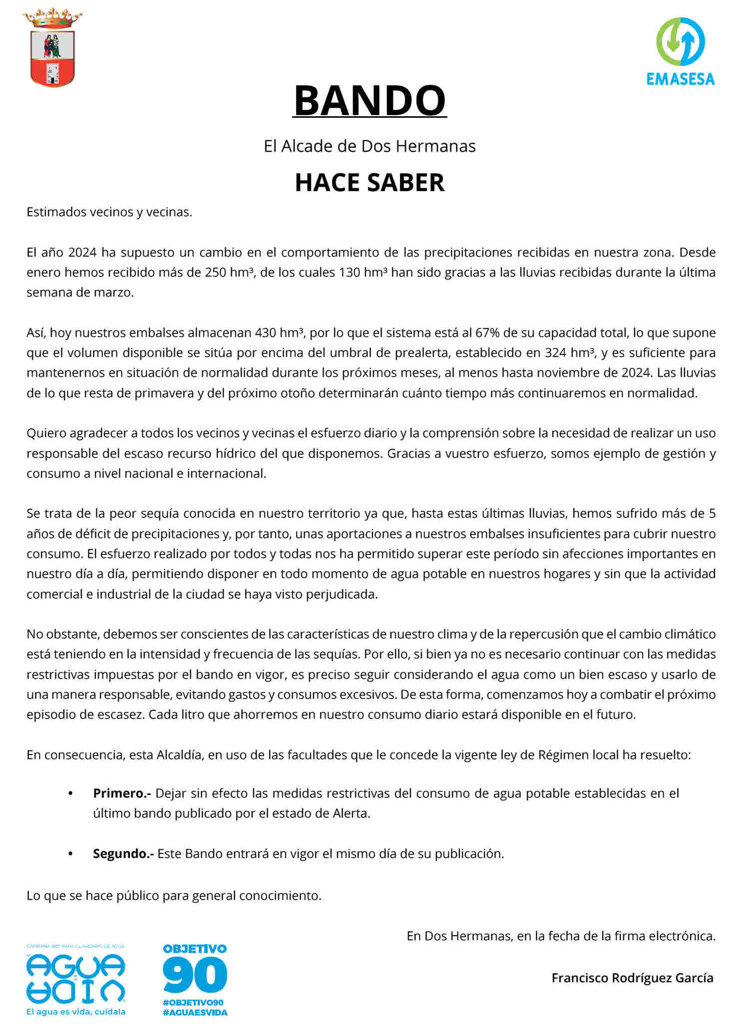 Bando Fin escasez Dos Hermanas Abr 24