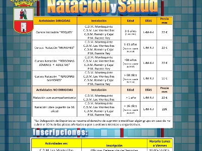 CARTEL CURSOS DE NATACIÓN VERANO