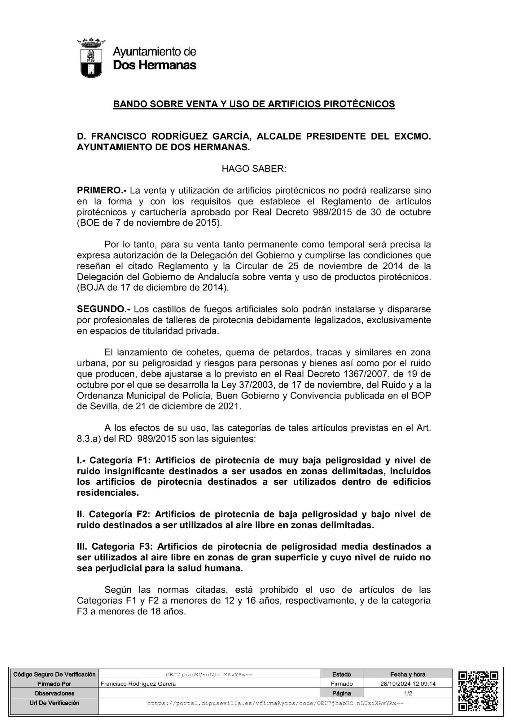 BANDO VENTA Y USO PIROTECNIA 2024